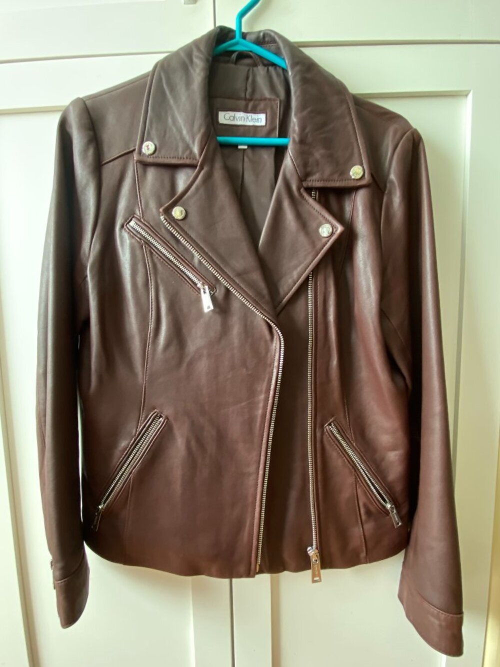 Burgundy Calvin Klein motorcycle jacket